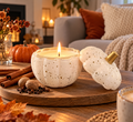 White & Gold Pumpkin Glass Candle